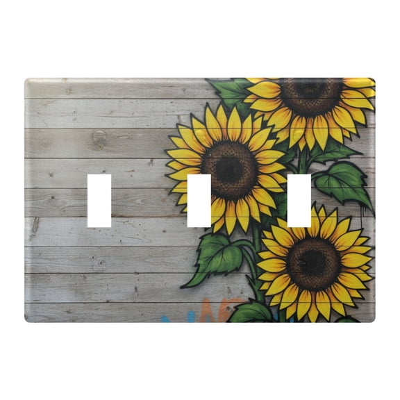 Light Switch Cover Sunflowers Wood Board Print Plates Faceplate Decorative Switch Plate for Bedroom Home Decor