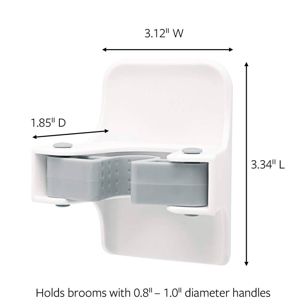 Command Broom Mop Stick Gripper Holder Indoor White Grey, 3-Pack