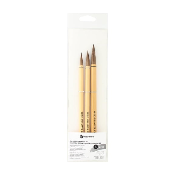 Yasutomo Calligraphy Brush Set, 3 Pieces, Arts and Crafts Supplies