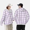 thumbnail image 5 of Picia Purple Checkboard Women's Men's UPF 50+ Sun Protection Hoodie Shirt Long Sleeve SPF Fishing Outdoor UV Hiking Lightweight Shirts-Small, 5 of 9