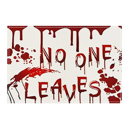 

Bdday Halloween Graffiti Printing Placemat New Red Letter Linen Table Mat Border Home Table Decoration Insulation Mat Outdoor Halloween Decorations