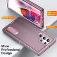 thumbnail image 5 of SaniMore for Samsung Galaxy S22 Ultra 6.8" 2022 Hybird Case, Rugged PC Back Shockproof TPU Shell Metal Hidden Kicksatnd Drop Resistant Anti-slip Heavy Duty Protective Case, Purple+Pink, 5 of 9