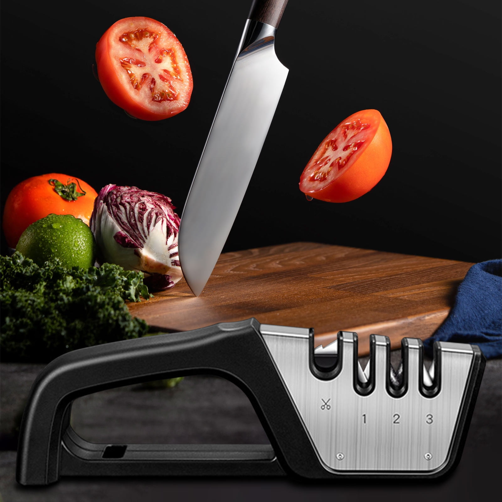 Aiguiseur à Couteaux Lames Acier Compact Pivotante Affuteur Couteaux