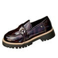 thumbnail image 2 of HaiMao Women's Chunky Platform Loafers with Buckle Leather Penny Loafers Fashion office Shoes School Dress Shoes Comfort Slip-on Wine 9.5(43), 2 of 9