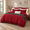 Burgundy-King, variant on Cream King Size Ruffled Pleated Boho Duvet Cover Set, Washed Microfiber Bedding
