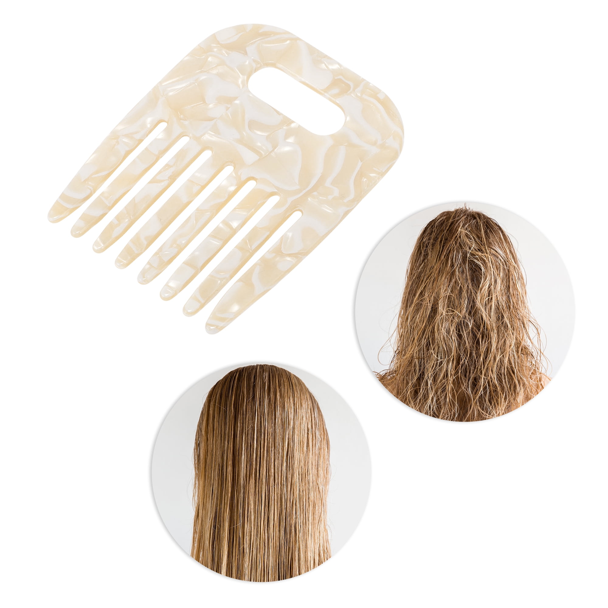 Unique Bargains 1 Piece Women Durable Vintage Acetate Comb for Curly Hair Yellow
