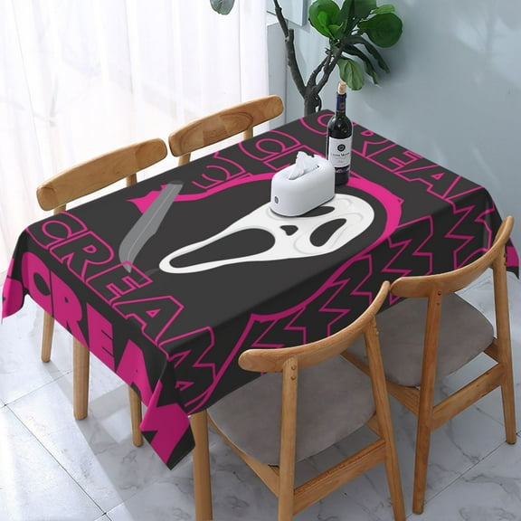 Ghostface Tablecloth Halloween Rectangle Versatile Stylish Table Cover for Party Picnic Dinner Decor 54x54in