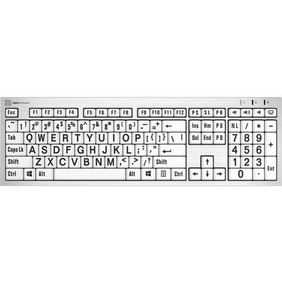 Logickeyboard LargePrint Black on White, PC Slimline Keyboard, US English