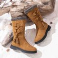 thumbnail image 5 of Bnwani Women Boots Footwear Toe Low-Heel Chunky High Mid-Calf Ankle Fleece Solid Snow Boot Brown Size 8.5, 5 of 9