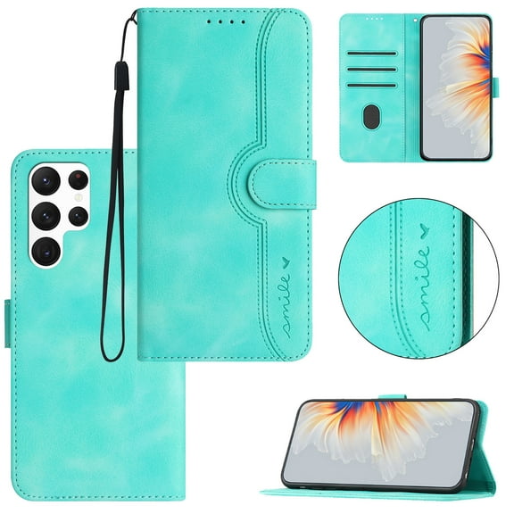 Wallet Case for Samsung S21 Ultra, with Card Slots [RFID Blocking],Durable Flip Folio Kickstand Magnetic Closure Leather Wallet Wrist Strap Women Men Case for Samsung Galaxy S21 Ultra, Green