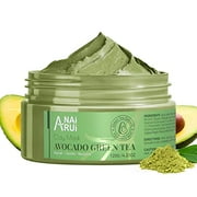 ANAI RUI Green Tea Face Mask with Avocado, Clay Facial Mask for Acne, Detox, Face Cleansing Mask, Hydrating, Nourishing, Soothing, 120g/4.23 oz