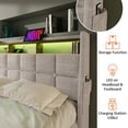 thumbnail image 3 of Spaco Upholstered Platform Bed with LED and USB Charging, Full size Bed Frame with a Hydraulic Storage System, Wooden Slats, Noise Free, Easy Assembly, Natural, 3 of 13