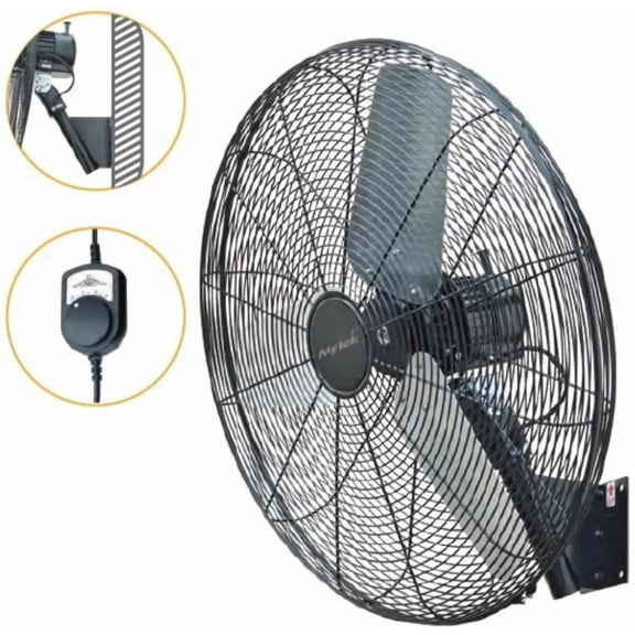 Ventilador Pared Industrial Mytek 3363K1 30 Pulg 2 Vel Potente Negro