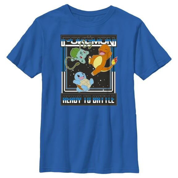 Boy's Pokemon Ready To Battle Trio Graphic Tee Royal Blue X Large