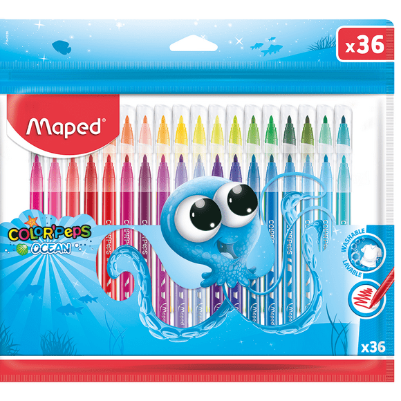 plumones lavables maped color peps ocean con 36 piezas