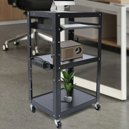 Steel AV Cart Media Cart Computer Desk Laptop Work Desk with Swivel Casters