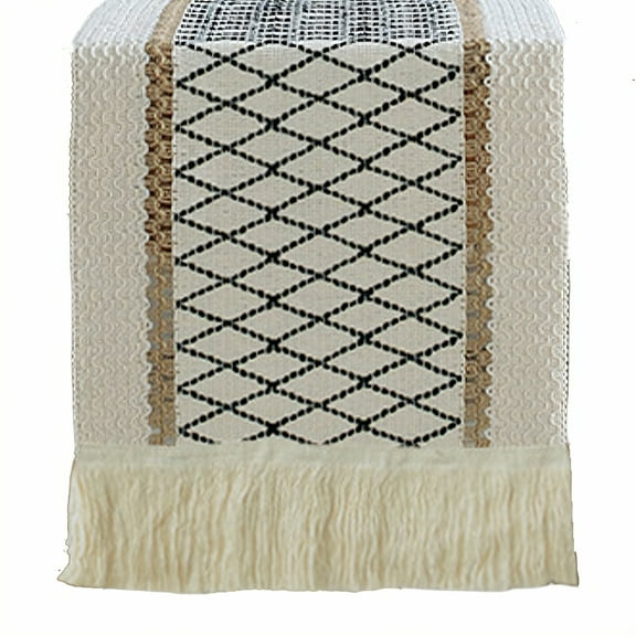 AUQ Table Runner,Minimal Upkeep Kitchen Table Decor,Cotton Weave Farmhouse Table Decor,Style1,30*240cm