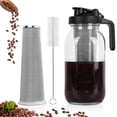 thumbnail image 1 of QHH Cafetera fría, jarra de boca ancha de 64 oz con filtro de acero inoxidable, tapa con mango de pico vertedor, jarra de vidrio resistente hermética y a prueba de fugas para café helado y té limonada, 1 of 5