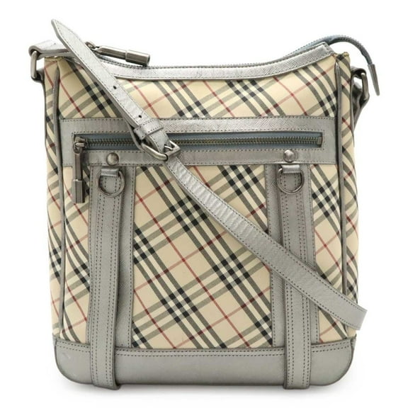 Pre-Owned BURBERRY Nova Check Pattern Shoulder Bag Canvas Metallic Leather Beige... (Good)