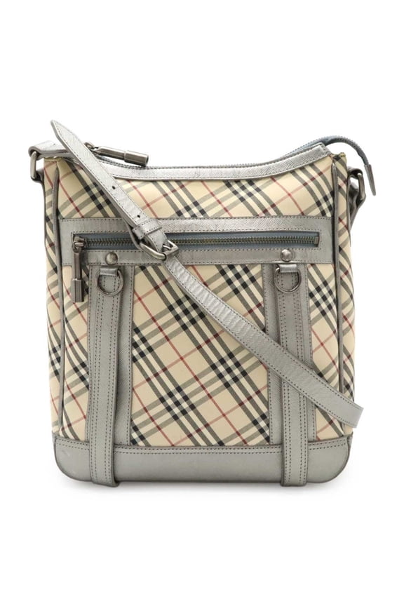 Pre-Owned BURBERRY Nova Check Pattern Shoulder Bag Canvas Metallic Leather Beige... (Good)