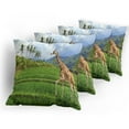 thumbnail image 5 of Ambesonne Landscape Throw Pillow Cover 4 Pack, Tropical Wild Animals, 24", Fern Green Pale Blue, 5 of 7