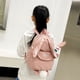 thumbnail image 5 of Mochila de estudiante de estilo universitario, linda, divertida, con orejas de conejo y personalidad, suave, estilo coreano, color rosa, 5 of 6