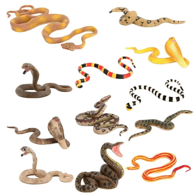 Yinanstore 12pcs Miniature Action Figure Model, Simulation Snake Model Toys, for Home Party Themed Office Ornament