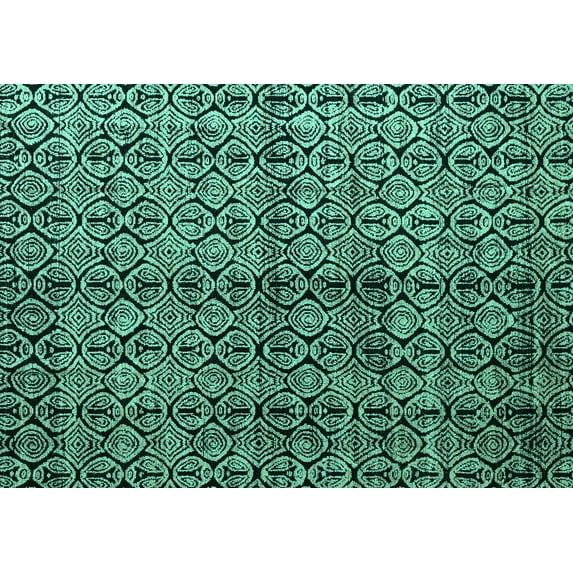 Ahgly Company Machine Washable Indoor Rectangle Abstract Turquoise Blue Modern Area Rugs, 4' x 6'