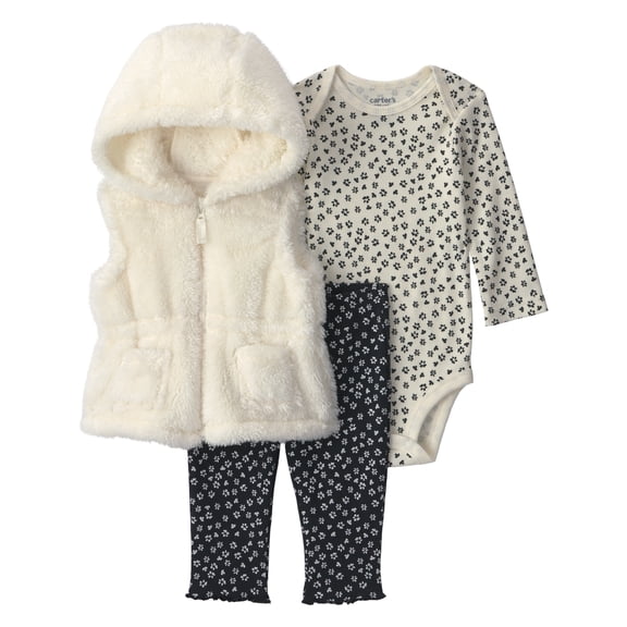 Carter's Child of Mine Baby Girl Vest Outfit Set, 3-Piece, Sizes 0/3-24 Months