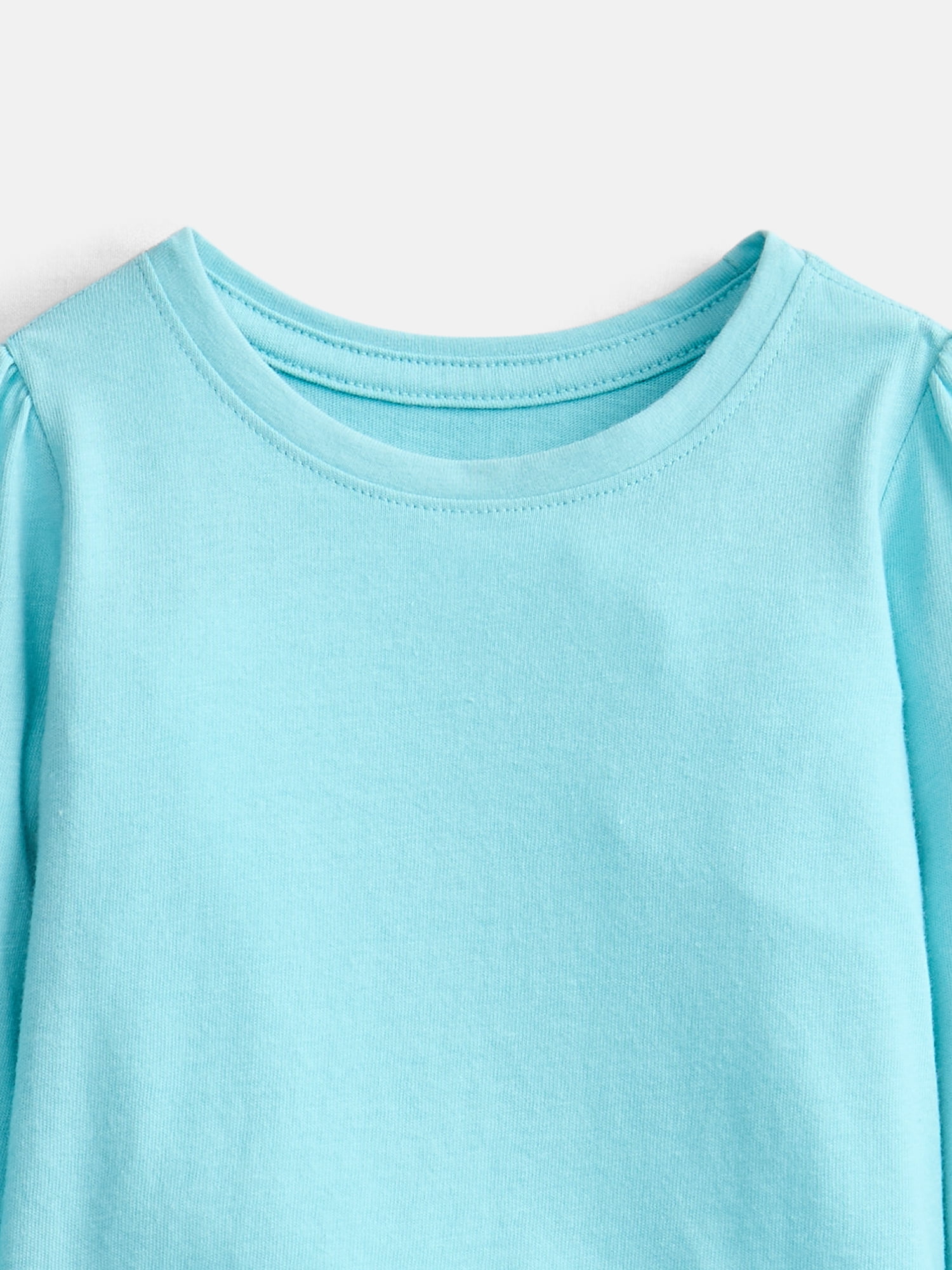 Wonder Nation Baby and Toddler Girls Graphic Tee with Long Puff Sleeves, Sizes 0M-5T