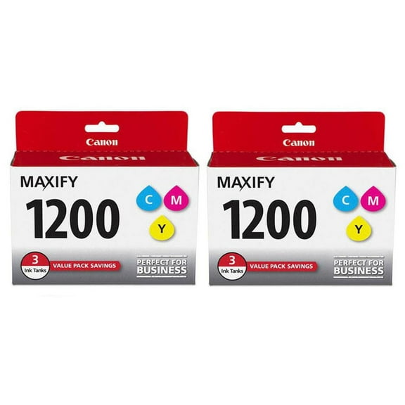 Canon 2 Pack PGI-1200 Cyan/Magenta/Yellow Ink Cartridges for MAXIFY MB2020, MB2120, MB2320, and MB2720 Printers, 1500 Pages Yield, 3 Pack