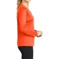 thumbnail image 3 of Mafoose Women's Long Sleeve Competitor V-Neck Tee Neon Orange 2X-Large, 3 of 5