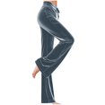 thumbnail image 2 of Women High Waist Velvet Yoga Pants Flared Stretchy Wide Leg Velvet Yoga Trousers Soft Plush Velour Bootcut Slacks, 2 of 7