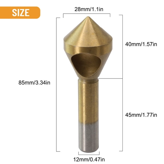 1pcs Titanium-Plated Countersink Deburring Drill Bit Hole Cutter Metal Chamfering Tool 90 Degree Chamfer Countersink Drill Bit