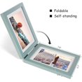 thumbnail image 2 of 5x7 Double Horizontal Hinged Wood Picture Frame Folding Photo Frame with Real Glass Front in Teal Blue for Tabletop, Display 4x6 with Mat or 5x7 without Mat P-LAN-2H57, 2 of 18