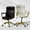 White-Black, variant on White and Gold Office Chair with Soft Leather Embroidery, Mid Back Vintage Swivel Executive Desk Chair with Wheels and Padded Arms, Adjustable Height