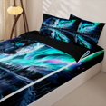 thumbnail image 3 of Manfei Safari Animal Zipper Twin Comforter Sets with Fitted Sheet and 2 Pillowcases,Northern Lights Zipper Bedding Set,Black Green,Black Reversible,4pcs, 3 of 8
