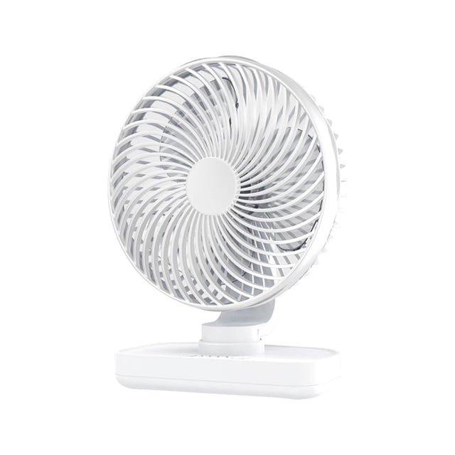 White 4 Speed Adjustable Quiet Desktop Usb Oscillating Fan Office Dorm Study Long Battery Life Compact