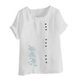 thumbnail image 4 of Túnica de Manga Corta Tops para las Mujeres Océano Pescado Impreso Blusa, Ropa Casual Ver Botón Arriba Camiseta, 4 of 4
