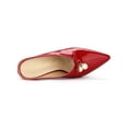 thumbnail image 4 of BLISSFUL STEP Women's Pearl Bow Block Heel Slides Mules Red 8, 4 of 8