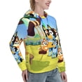 thumbnail image 6 of Masiiu Bluey Print Women's Casual Pocket Hoodies Long Sleeve Fashion Drawstring Pullover Tops-Small, 6 of 7