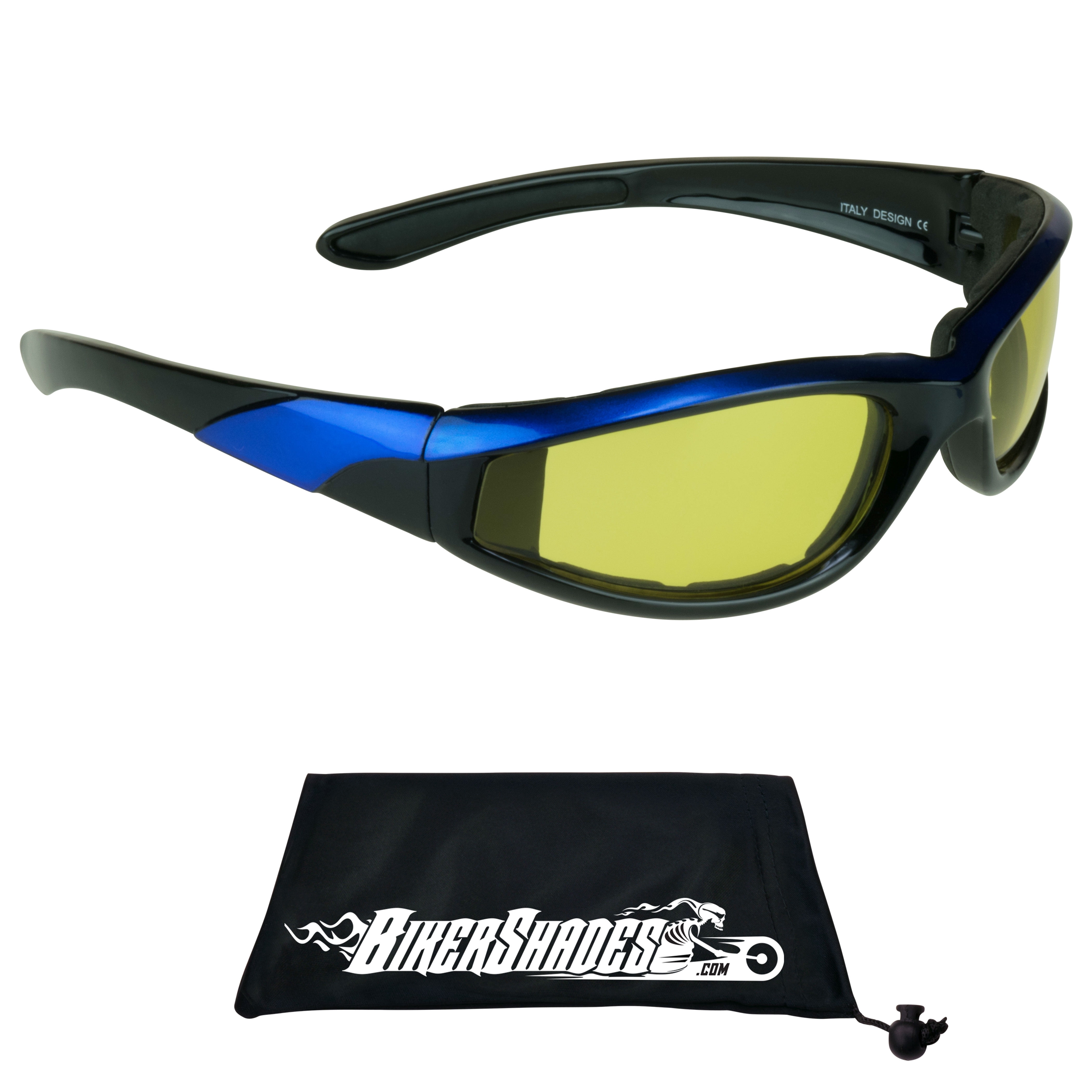 Bikershades Motorcycle Transitional Sunglass Day Night Riding Photochromic Blue Yellow