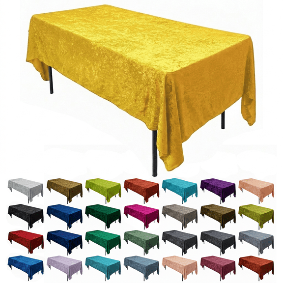 AK TRADING CO. Lush Panne Velvet Tablecloth - 60 x 102 Inch Rectangular Table Cover Great for Buffet Table, Parties, Holiday Dinner, Wedding & Baby Shower - Yellow