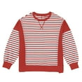 thumbnail image 4 of PEASKJP Women's Oversized Crewneck Striped Sweatshirt(RD2,S), 4 of 4