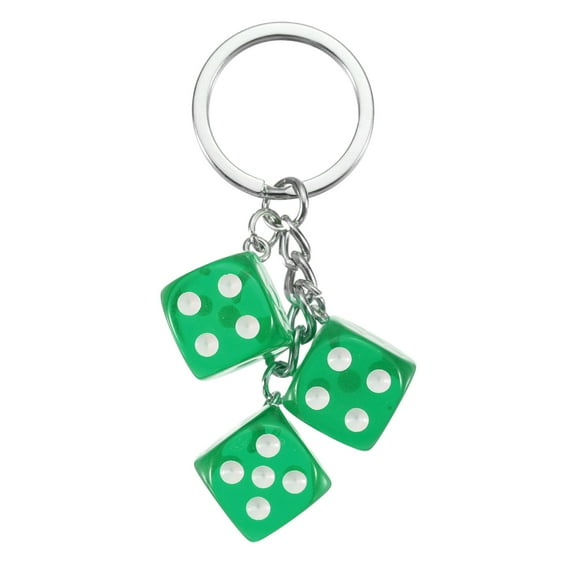 Uxcell Lucky Dice Keychain Charm, Resin 3D Cube Square Mini Dice Keyrings with 3 Pendants for Bag, Wallet, Purse, Car, Cellphone Accessories, Green