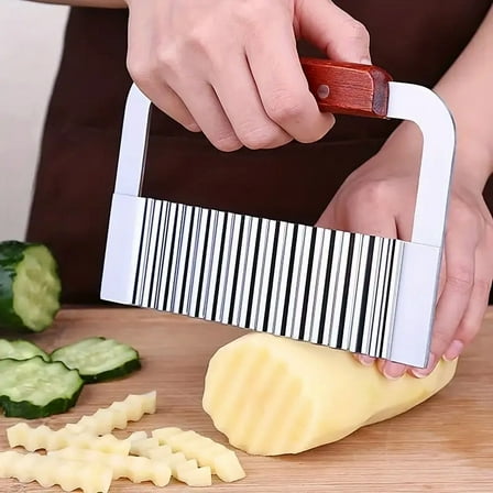 1PC Effortless Stainless Steel Potato Slicer - Durable Corrugated Knife for Perfect Slices, Multifunctional Vegetable Cutter