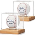 thumbnail image 1 of Vitrina de béisbol JupDec transparente de madera de pino cúbica, paquete de 2, 1 of 7