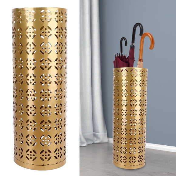 Paragüero para entrada, Soporte para Paraguas hueco de metal redondo independiente, contenedor organizador de paraguas redondo, estante para paraaguas para Paraguas, Bastón