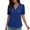 Blue, variant on Womens Summer Tops Stylish Plus Size Ruffle Puff Sleeve Lace Neck Short Sleeve Solid Casual T-shirt Blouse