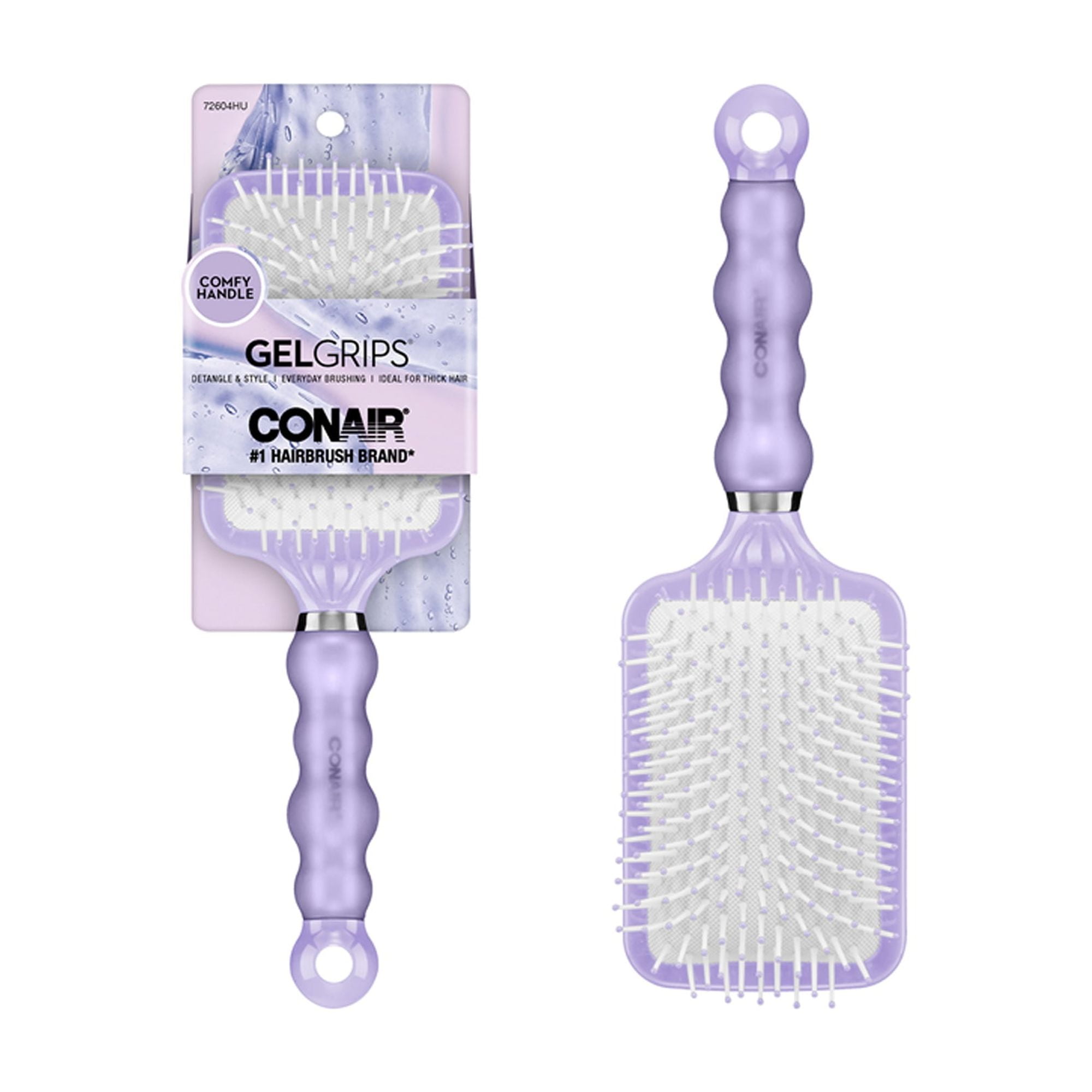 (3 pack) Conair Smooth & Effortless Ultra Paddle Hairbrush with Nylon Bristles and Comfy Handle